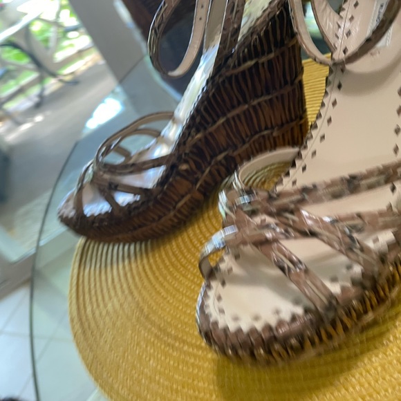 Prada Woven wicker platform wedge with python straps size 37 nwot - Picture 12 of 14